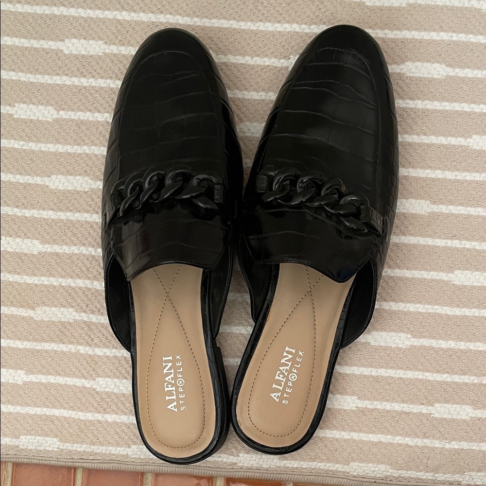 Alfani Black Croc-Embossed Loafers
